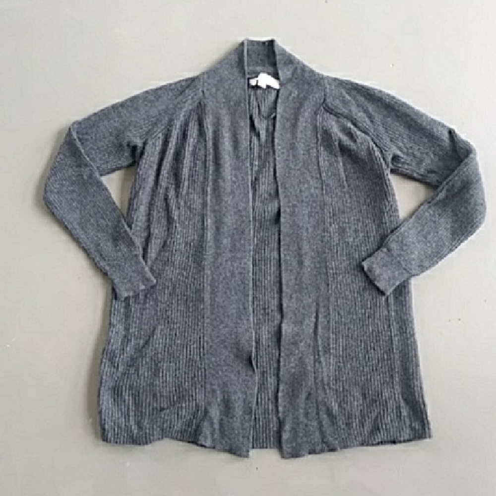LOFT Charcoal Open Front Cardigan